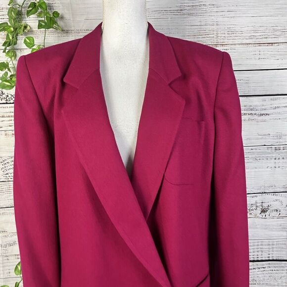 Vintage Jones New York Blazer Jacket size 14 Hot Pink Wool Y2K 80's 90's Career - Picture 5 of 16